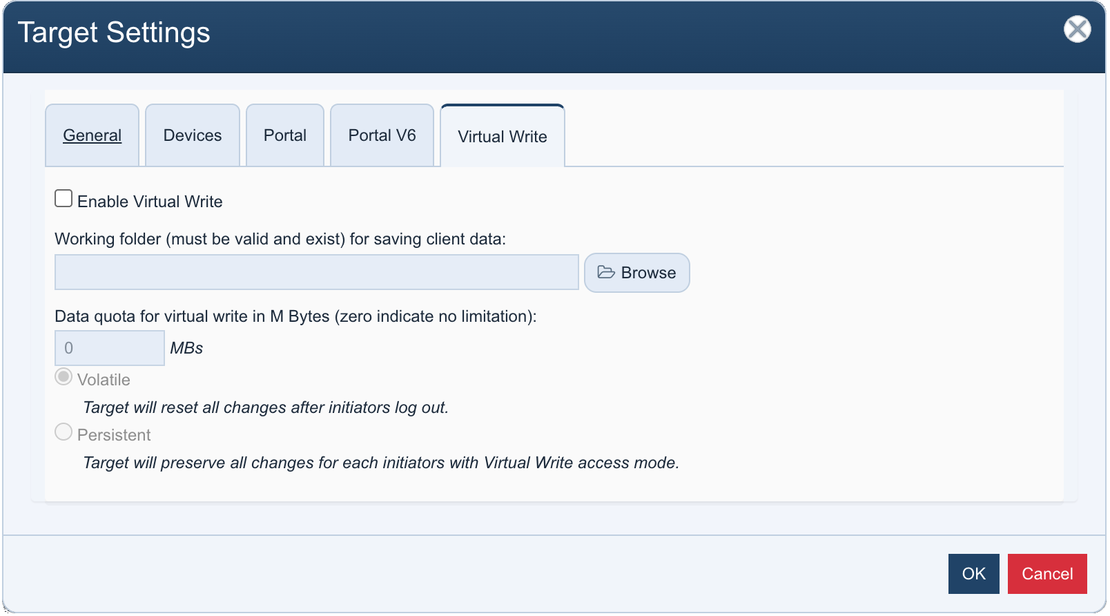 KernSafe iSCSI SAN - Advanced iSCSI target settings dialog step 3