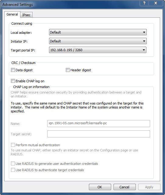 iSCSI CHAP