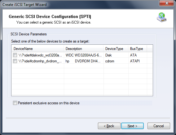 iSCSI Generic SCSI